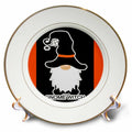 Gold-rimmed decorative plate with a black witch-hatted gnome, hanging spider and Gnome Witch lettering.