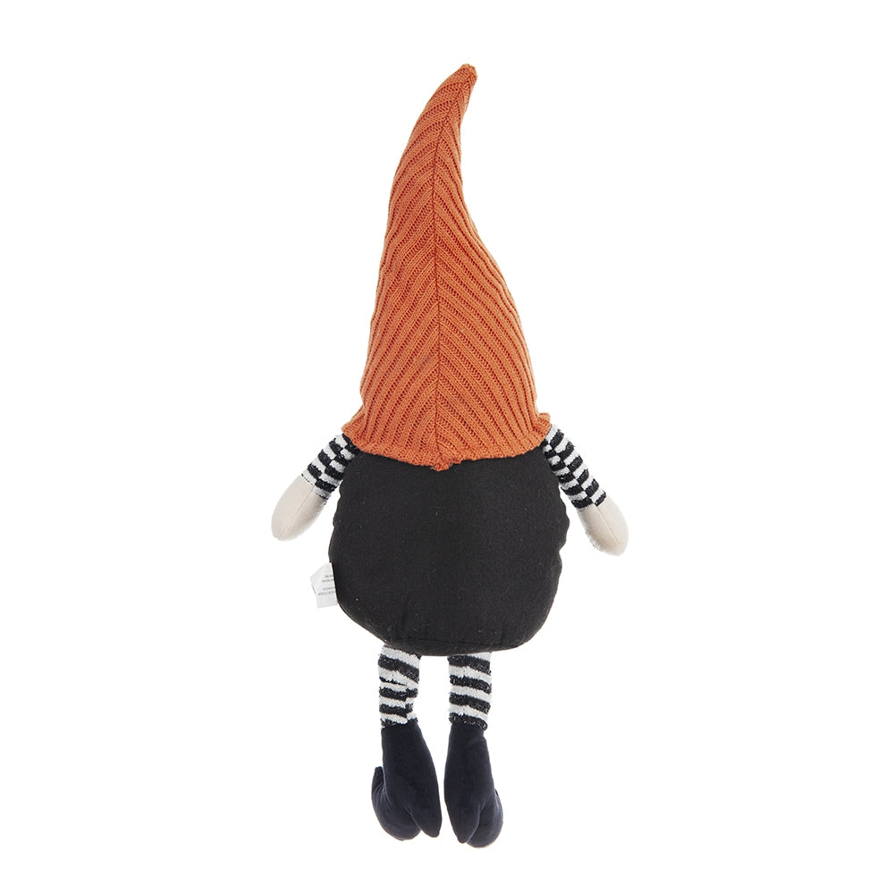Set of 2 Fabric Sitting Gnomes with Jack-o-Lantern Detail - Orange
