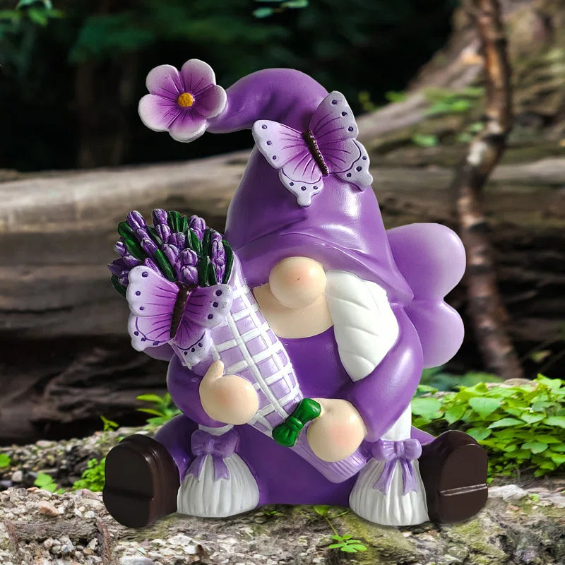 Purple Gnome with flowers and butterfly 
