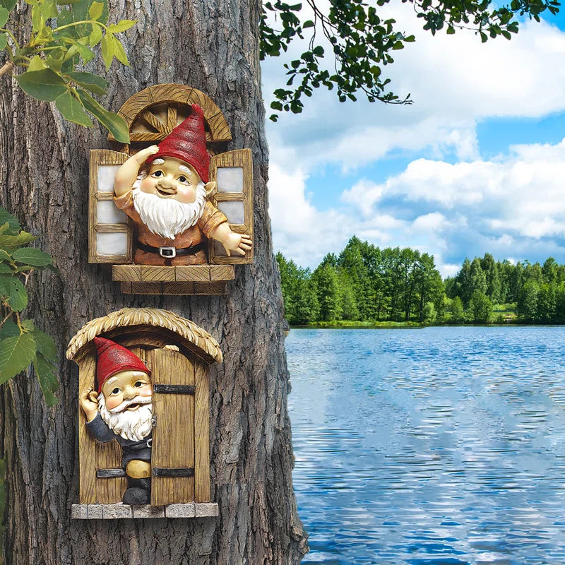 Knothole Gnomes - 2 Piece Garden Welcome Tree Set