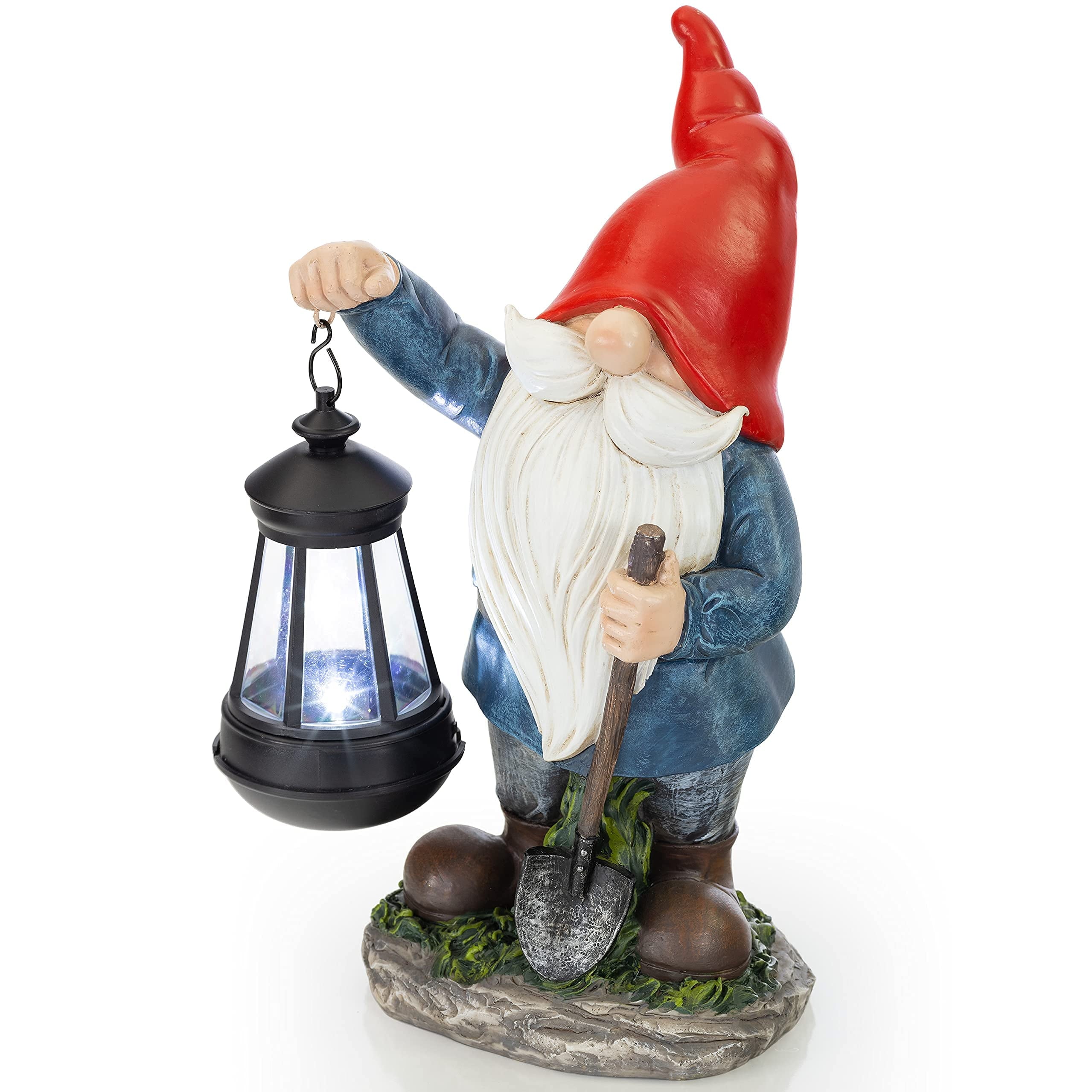 Earnest Garden Gnomes with Lantern - Solar Powered Light Garden Gnome for Outdoor Decor