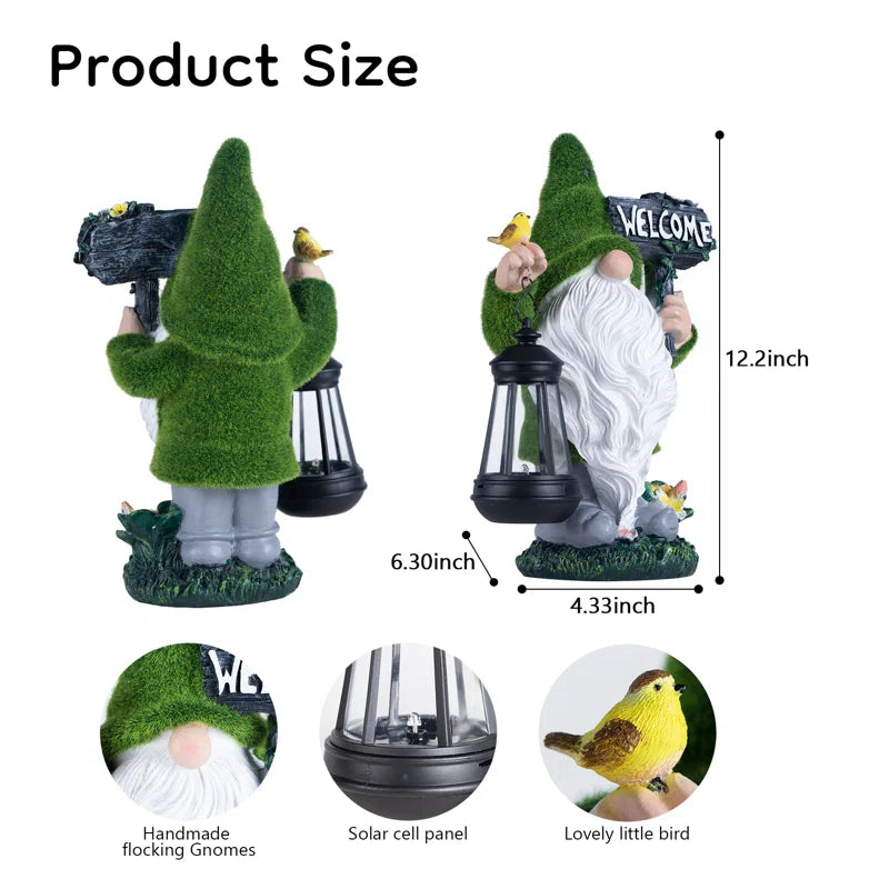 Solar Garden Outdoor Gnomes-           Lawn Decor Patio, Yard Ornament - Gifts for Housewarming