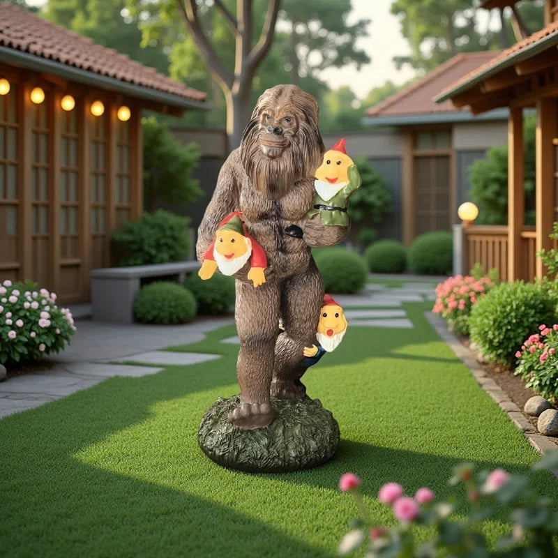 Chimpanzee and Dwarf Statues