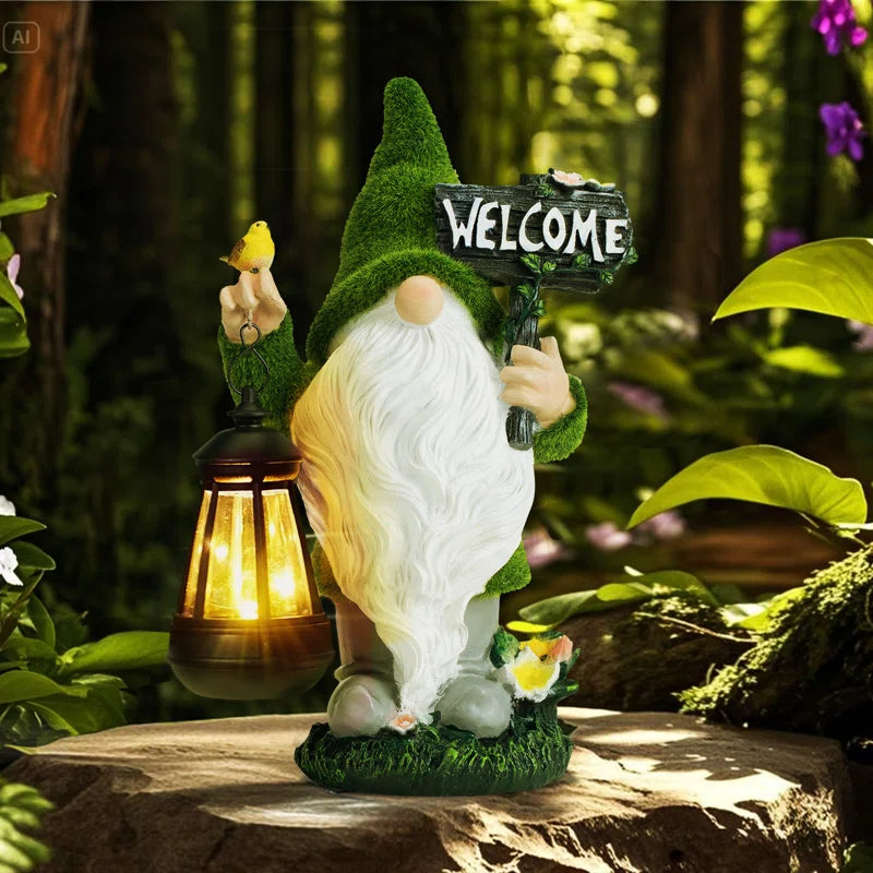 Solar Garden Outdoor Gnomes-           Lawn Decor Patio, Yard Ornament - Gifts for Housewarming