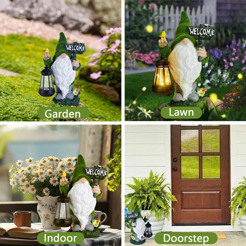 Solar Garden Outdoor Gnomes-           Lawn Decor Patio, Yard Ornament - Gifts for Housewarming