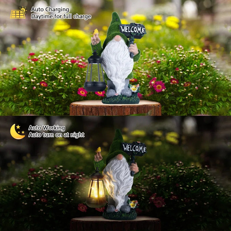 Solar Garden Outdoor Gnomes-           Lawn Decor Patio, Yard Ornament - Gifts for Housewarming