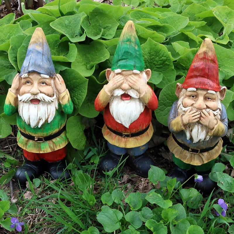 Three Wise Garden Gnomes  3-Piece Set 11.5"