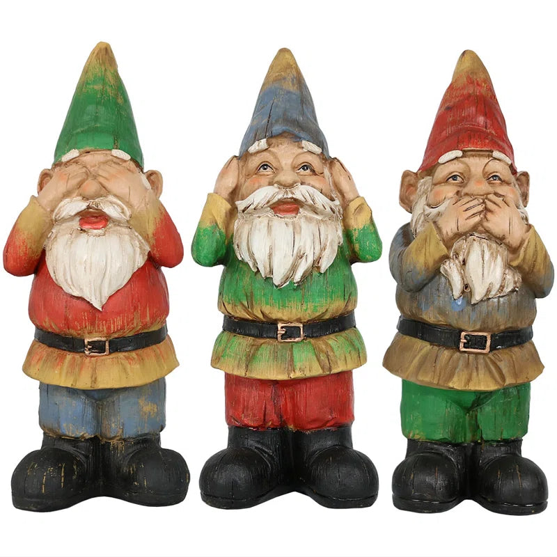 Three Wise Garden Gnomes  3-Piece Set 11.5"