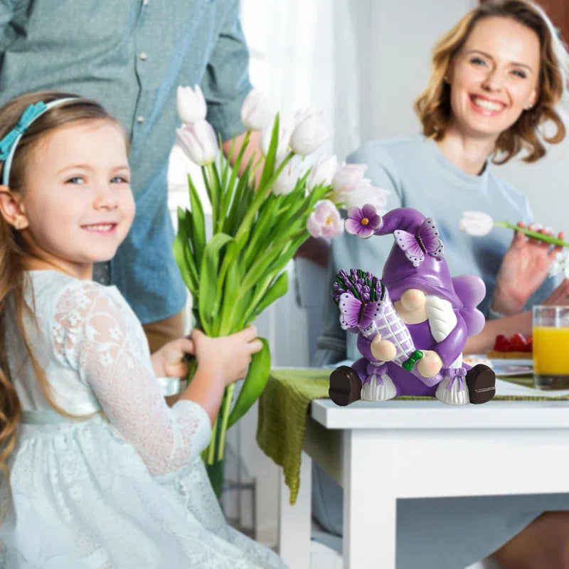 Purple Gnome with flowers and butterfly 