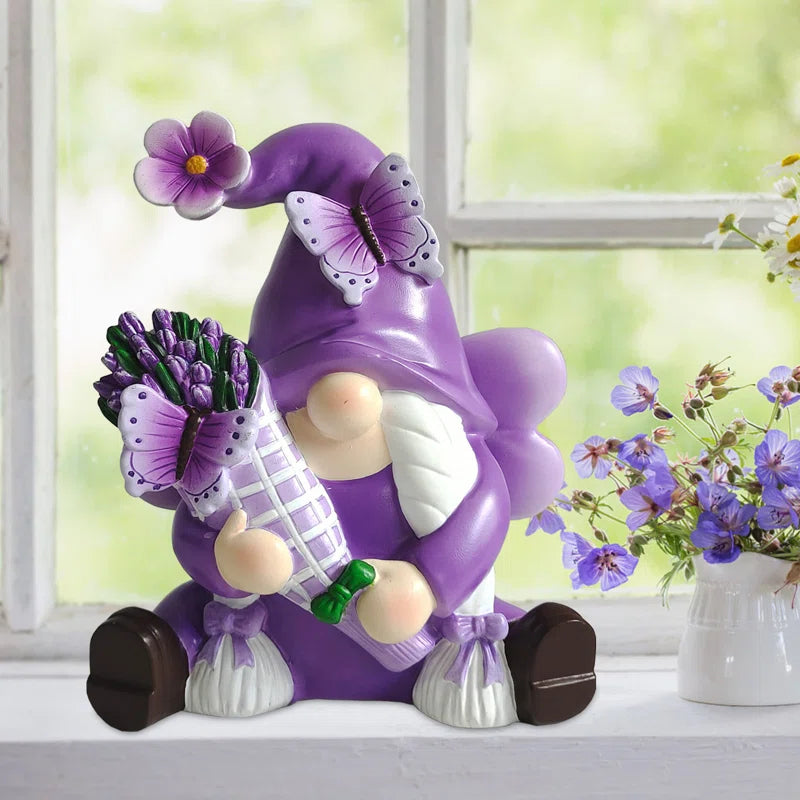 Purple Gnome with flowers and butterfly 