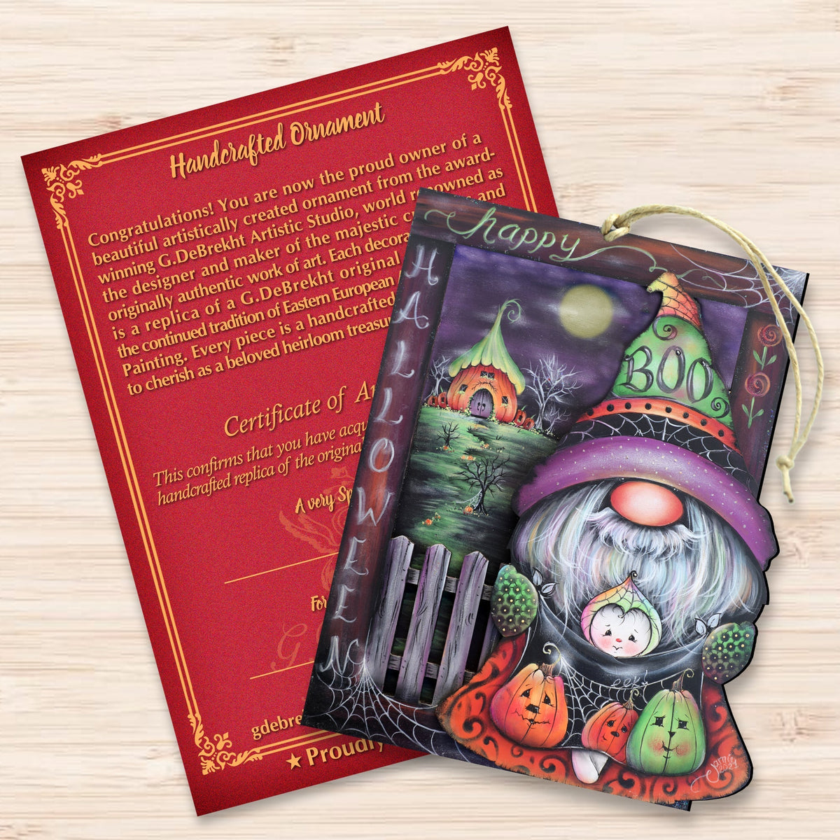 Boo Halloween Gnome Wooden Ornaments by Jamie Mills-Price Halloween Decor - 8611077-MP