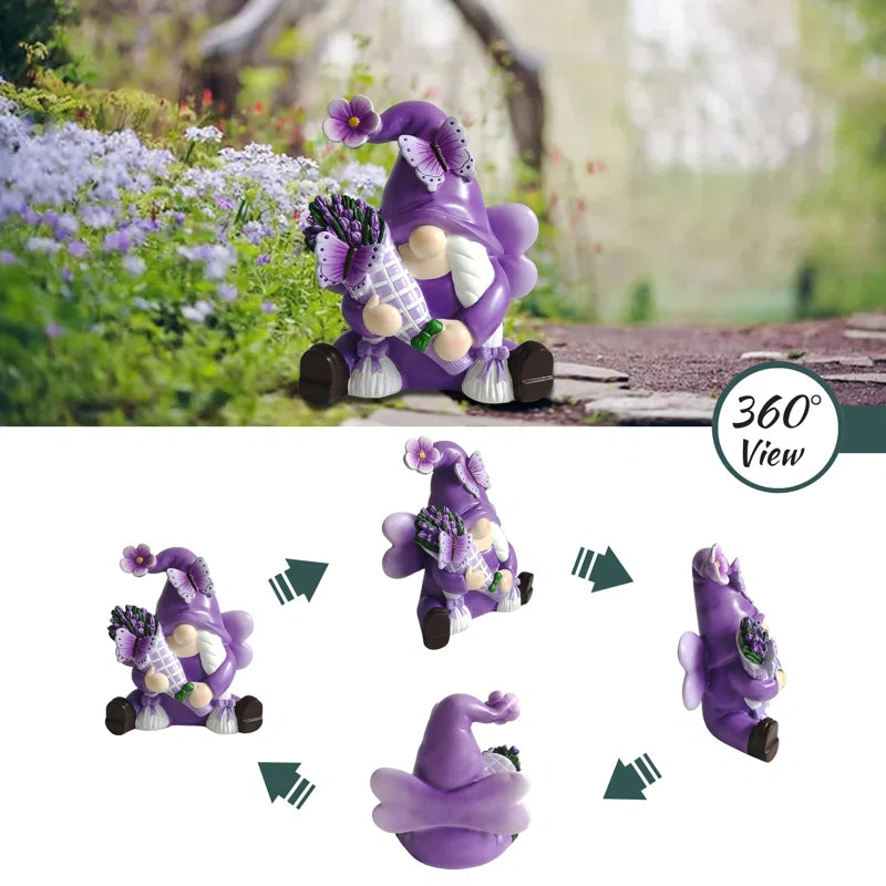 Purple Gnome with flowers and butterfly 