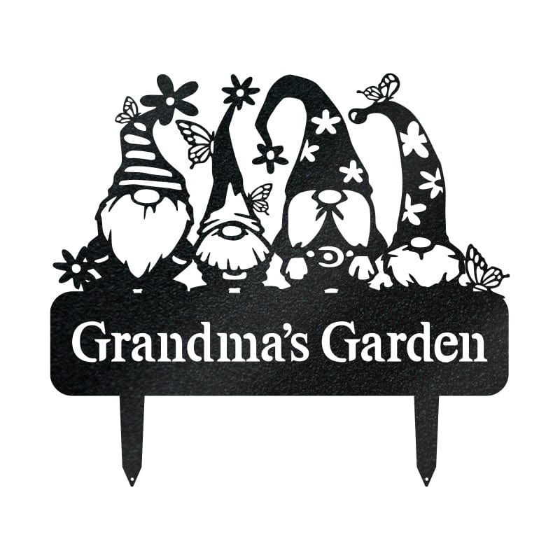 Custom Garden Gnome Monogram - Metal Yard Signs