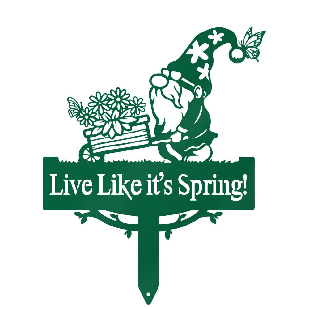Custom Garden Gnome Wheelbarrow Monogram - Metal Yard Signs