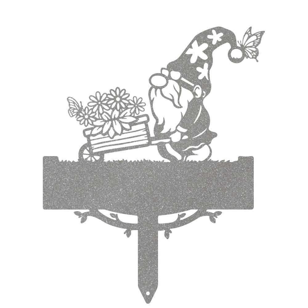 Custom Garden Gnome Wheelbarrow Monogram - Metal Yard Signs