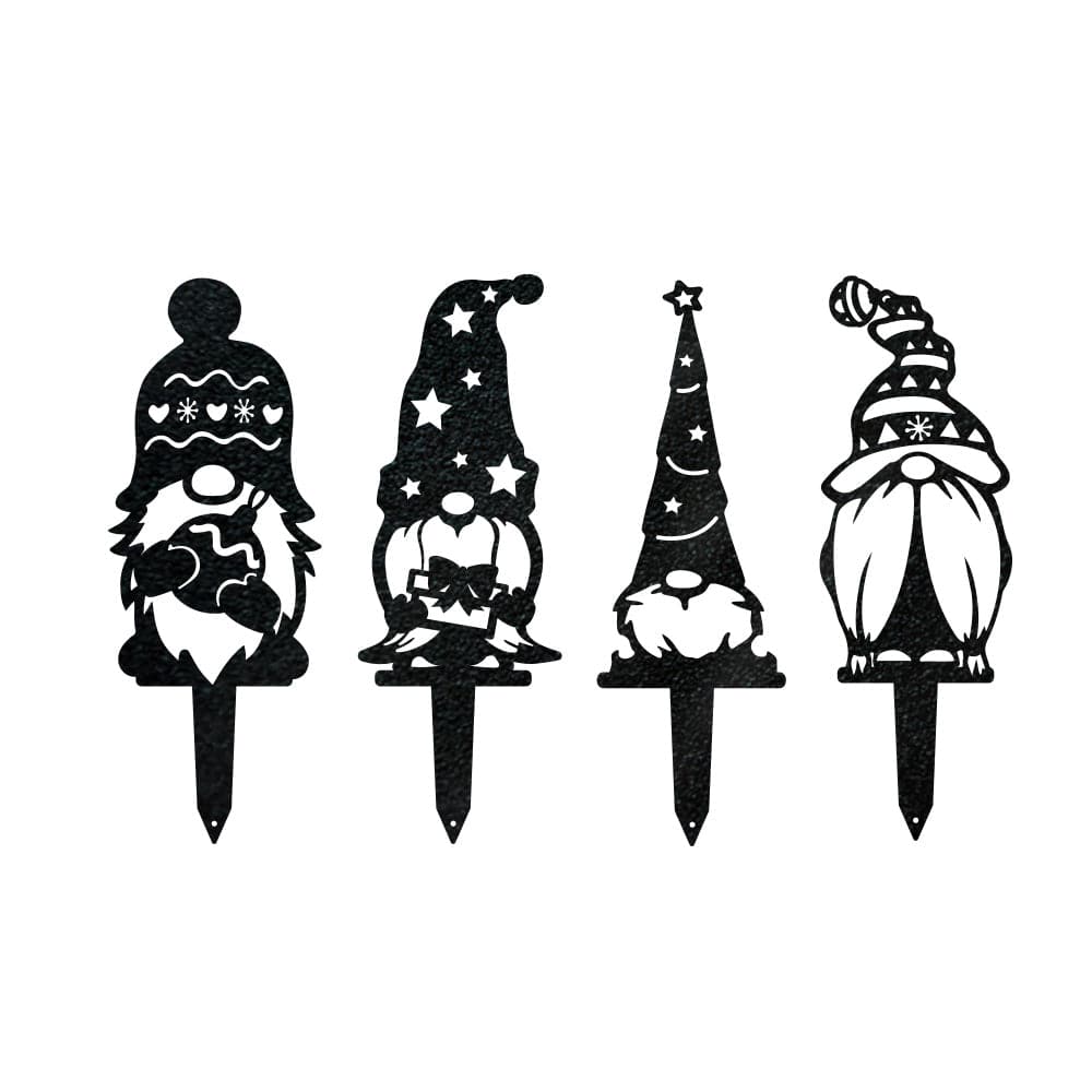 Gnome Christmas Set - 4 Metal Yard Signs