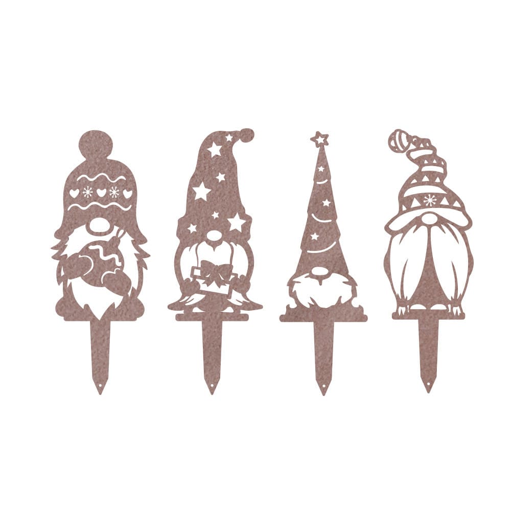 Gnome Christmas Set - 4 Metal Yard Signs