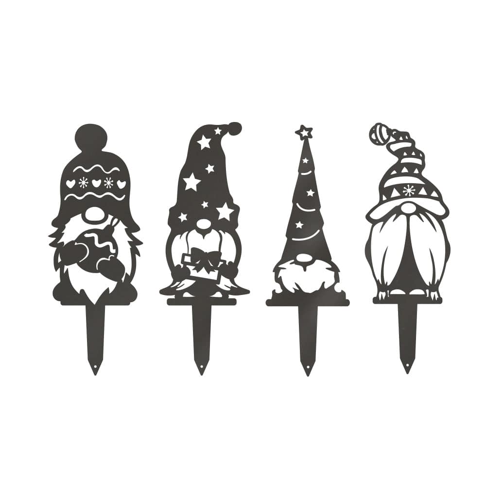 Gnome Christmas Set - 4 Metal Yard Signs