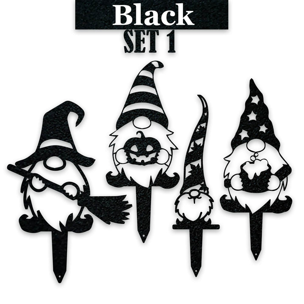 Gnome Fall Halloween Set - 4 Metal Yard Signs