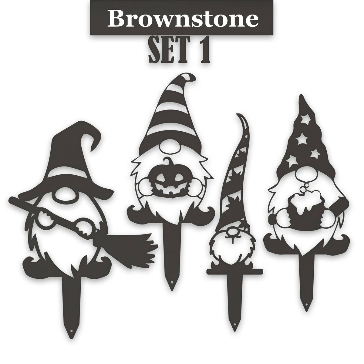 Gnome Fall Halloween Set - 4 Metal Yard Signs