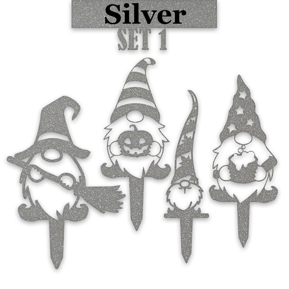 Gnome Fall Halloween Set - 4 Metal Yard Signs
