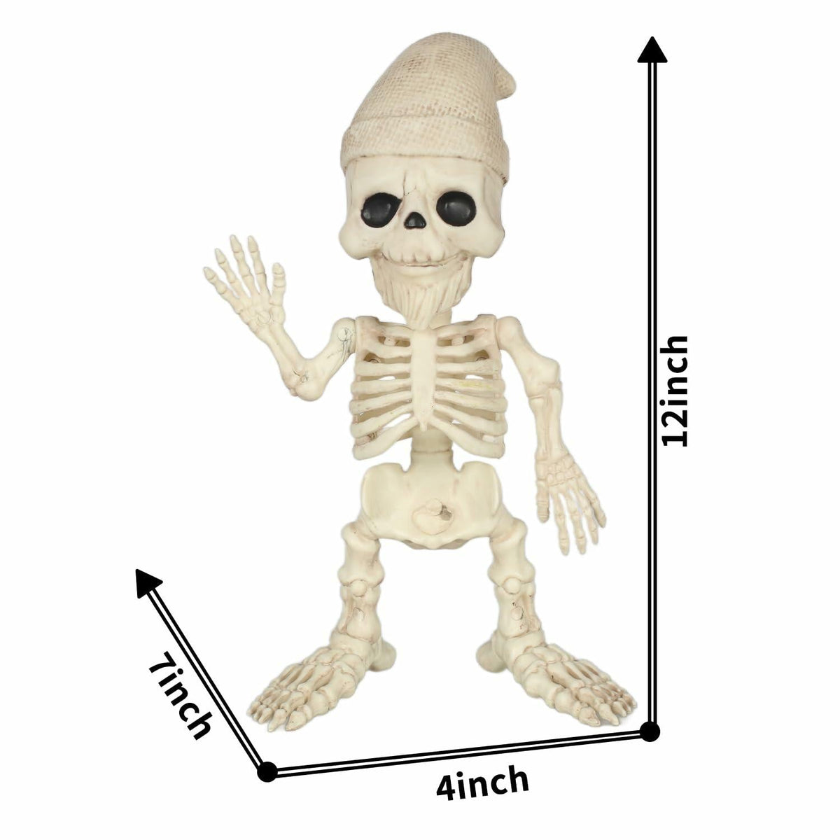 Seasons 12" Skeleton Gnome Figurine Halloween Decoration White Plastic